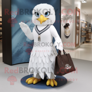 White Hawk mascot costume character dressed with a A-Line Dress and Handbags