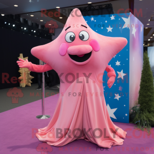 Maskotkarakter av en rosa...