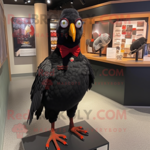 Black Pheasant mascot costume character dressed with a Long Sleeve Tee and Tie pins