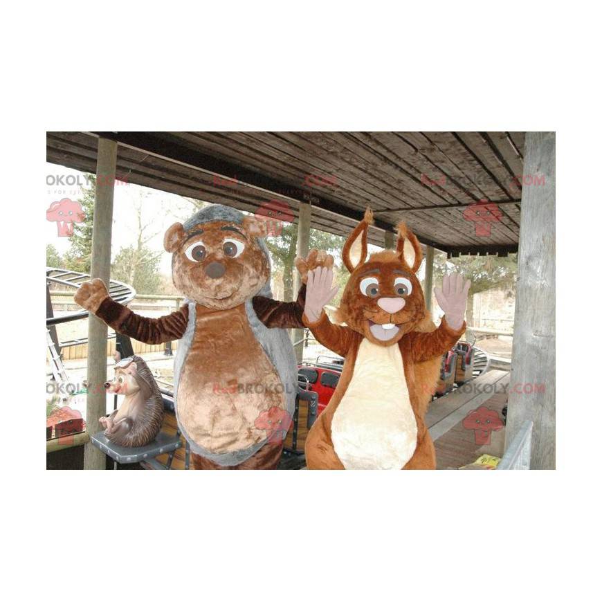 Mascotte di riccio e scoiattolo - Redbrokoly.com