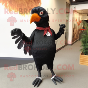 Black Pheasant mascot costume character dressed with a Long Sleeve Tee and Tie pins