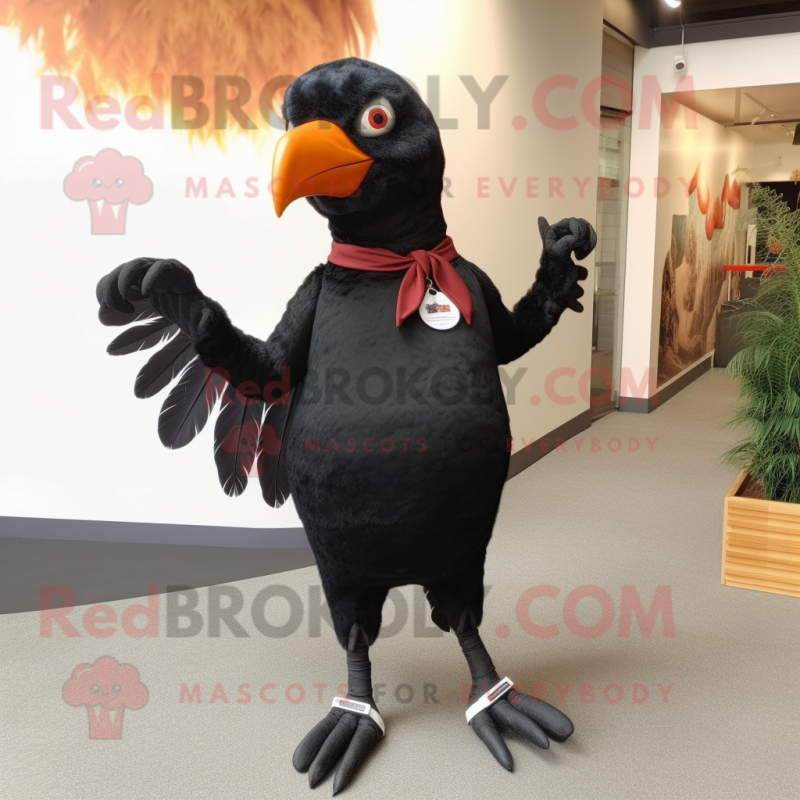 Black Pheasant mascot costume character dressed with a Long Sleeve Tee and Tie pins Black Pheasant mascot costume character dressed with a Long Sleeve Tee and Tie pins