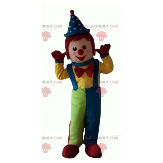 Mascote palhaço multicolorido muito sorridente - Redbrokoly.com