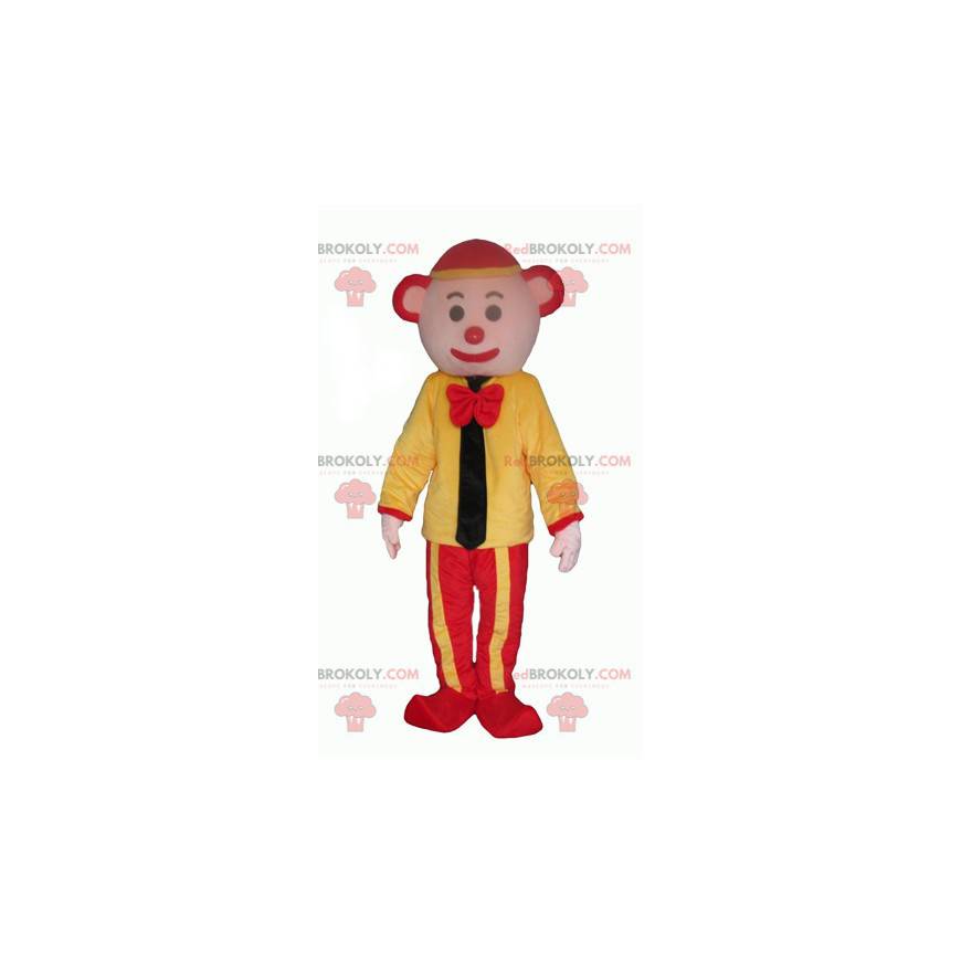 Gelbes und rotes Clownmaskottchen mit einer Krawatte - Gelbes und rotes Clownmaskottchen mit einer Krawatte -