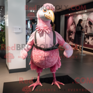 Maskotkarakter av en rosa...