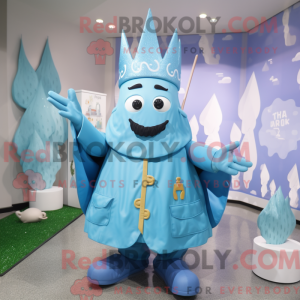 Maskotkarakter av en cyan...