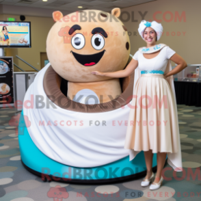 Característica de máscara de Tan Donut com um maxi-skjørt e halskjeder - Donuts mascotes - REBROKO_389480 - RedBrokoly.com
