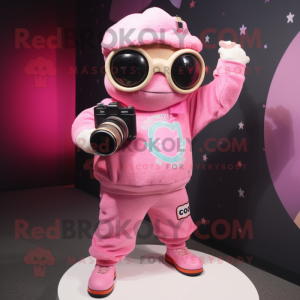 Pink Kamera maskot kostume...