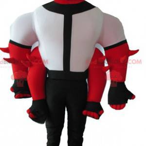 Mascotte rood wit en zwart 4 armen - Redbrokoly.com