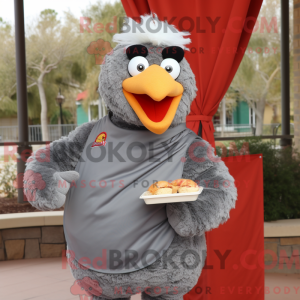 Maskot karakter af en grå...