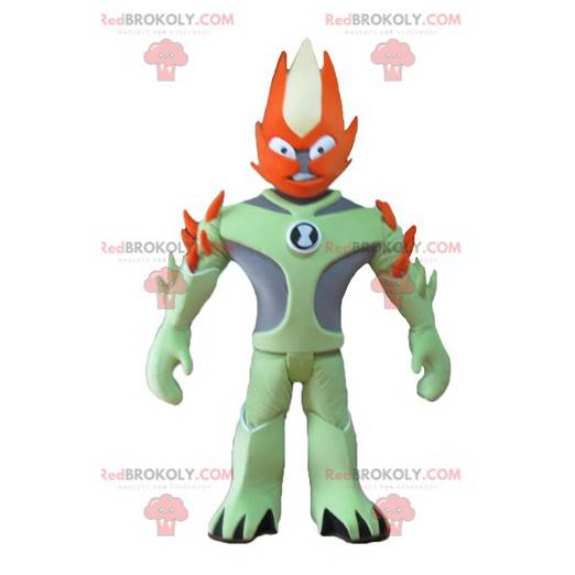 Grøn og orange fantasi karakter maskot - Redbrokoly.com