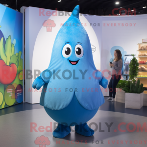 Característica da máscara de uma pele azul com culotes e luer - Mascotes de pêra - REBROKO_389795 - RedBrokoly.com