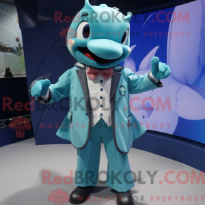 Mascot character of a Cyan...