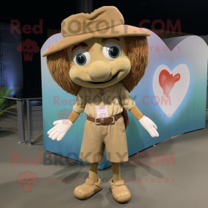 Tan Heart maskot kostym...