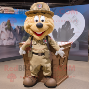 Tan Heart mascot costume character dressed with a Cargo Shorts and Hairpins
