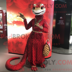 Mascottekostuum rode python met A-lijnrok en clutchtassen - Python-mascottes - REBROKO_389847 - RedBrokoly.com