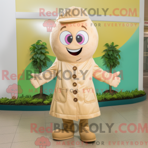 Maskotkarakter af en beige...