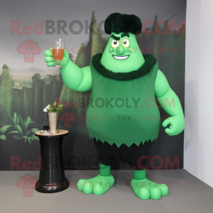 Forest Green Strongman mascot costume character dressed with a Cocktail Dress and Anklets