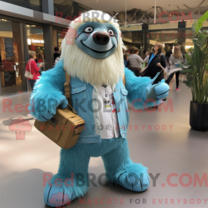 Maskot karakter af en cyan...