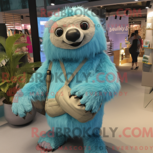 Maskot karakter af en cyan...