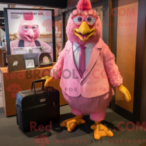 Maskottchenfigur einer rosa...