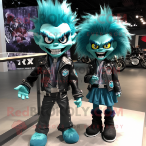 Teal Vampire maskot kostume...