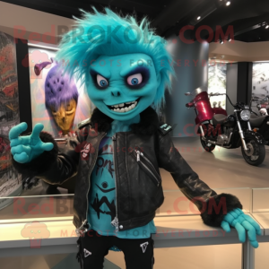 Teal Vampire maskot kostume...