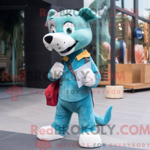 Postava maskota Teal Dog...