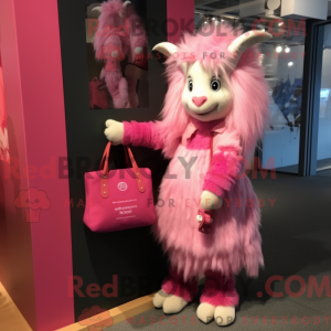 Mascottefiguur van een roze...