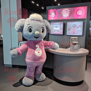 Grå Pink maskot kostume...