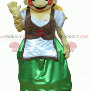 Mascote tirolês com vestido tradicional austríaco -