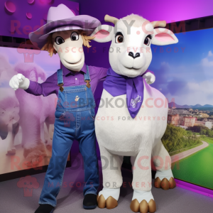 Purple Goat maskot kostym...