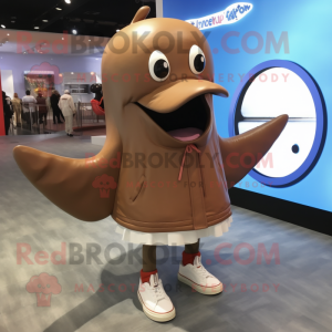 Brown Whale maskot kostume...