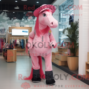 Maskotkarakter av en rosa...