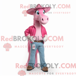 Maskottchenfigur eines rosa...