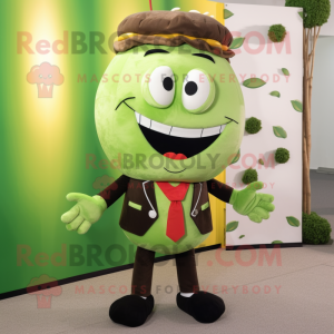 Olive Hamburger mascot costume character dressed with a Blazer and Earrings