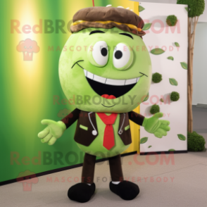 Olive Hamburger mascot costume character dressed with a Blazer and Earrings