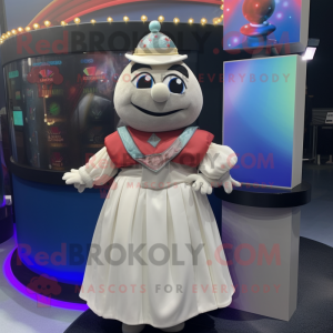 nan Gyro mascot costume character dressed with a Ball Gown and Tie pins