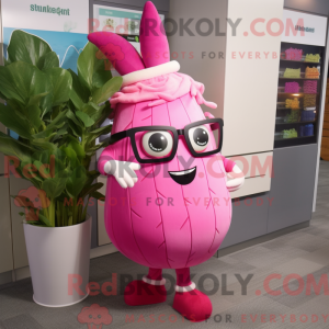 Maskotkarakter af en Pink...