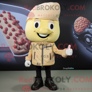 Maskotkarakter af en beige...