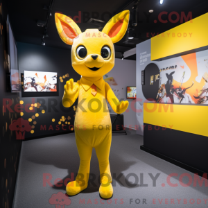Mascottefiguur van een geel...