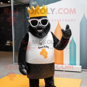 Black King mascot costume character dressed with a Swimwear and Sunglasses