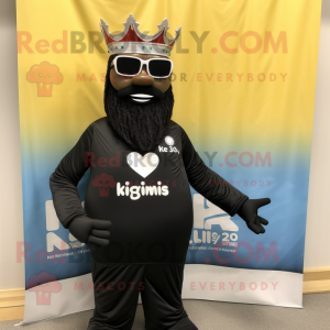 Black King mascot costume character dressed with a Swimwear and Sunglasses