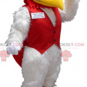 Mascotte de coq blanc et rouge - Redbrokoly.com