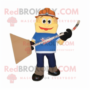 Tan Ice Hockey Stick maskot...