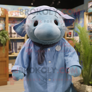 nan Stellar'S Sea Cow mascot costume character dressed with a Oxford Shirt and Hair clips