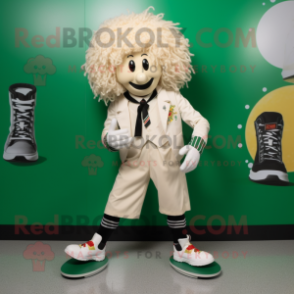Cream Irish Dancing Shoes mascot costume character dressed with a Blazer and Shoe laces