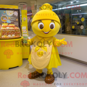 Mascot karakter van gele...