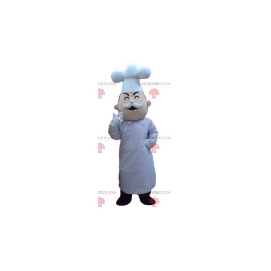 Chef-kok mascotte met een koksmuts en snor - Redbrokoly.com