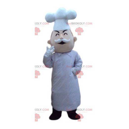 Chef-kok mascotte met een koksmuts en snor - Redbrokoly.com